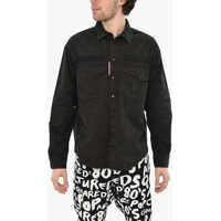 Camasi casual Vintage Effect Overshirt With Embossed Logo Barbati