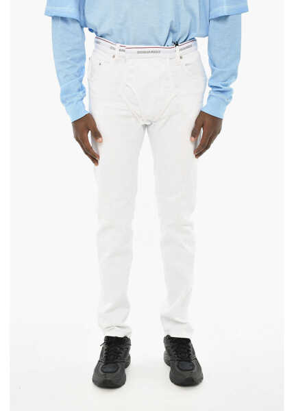 Blugi drepti DSQUARED2 Light Wash Jeans With Drawstring Wash 16Cm White Barbati (BM 19639646) 1
