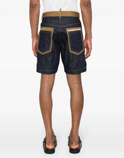 Pantaloni scurti DSQUARED2 Two-Tone Double Fabric Marine Shorts Blue Barbati (BM 19639649) 4