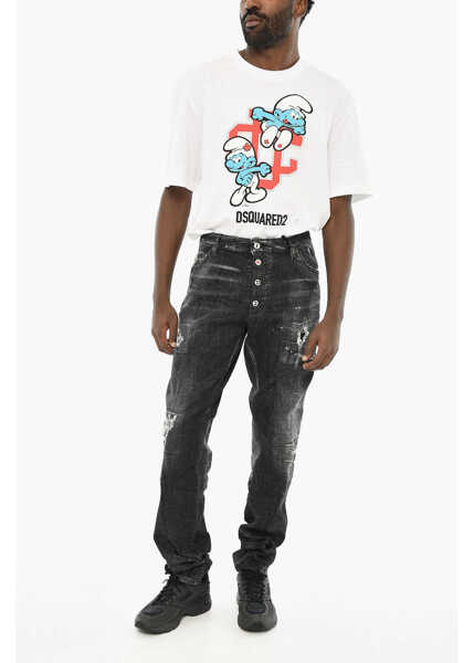 Blugi drepti DSQUARED2 Pac-Man Dark Wash Jeans 18Cm Black Barbati (BM 19639655) 2