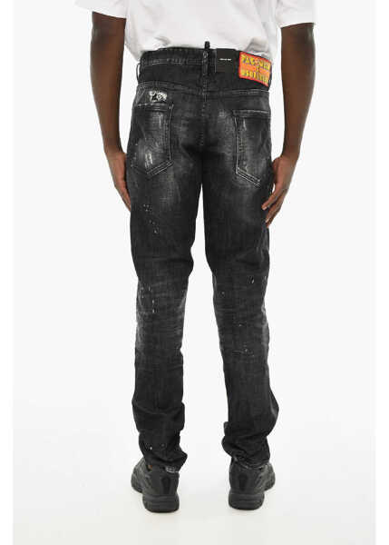 Blugi drepti DSQUARED2 Pac-Man Dark Wash Jeans 18Cm Black Barbati (BM 19639655) 3