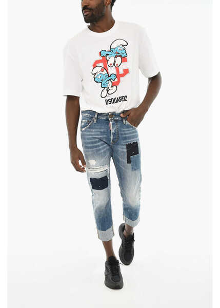 Blugi drepti DSQUARED2 Cuffed Hem Vintage Effect Sailor Jeans 16,5Cm Blue Barbati (BM 19639658) 4