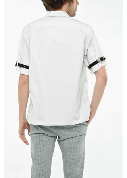 Curele DSQUARED2 Nylon Shirt With Sleeve Belts And Tulle Details Green Barbati (BM 19639661) 2