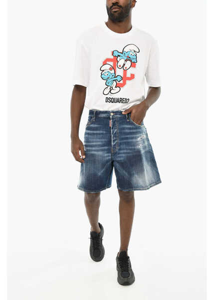 Pantaloni scurti DSQUARED2 Distressed Effect Denim Shorts Blue Barbati (BM 19639670) 3