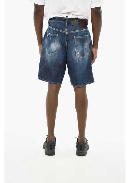 Pantaloni scurti DSQUARED2 Distressed Effect Denim Shorts Blue Barbati (BM 19639670) 4