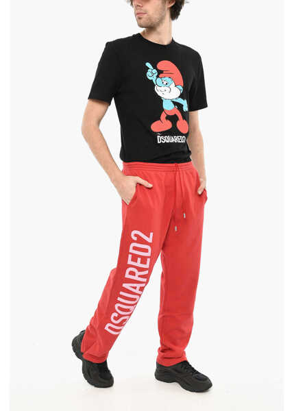 Pantaloni de trening DSQUARED2 Cotton Joggers With Side Logoed Band Red Barbati (BM 19639676) 4