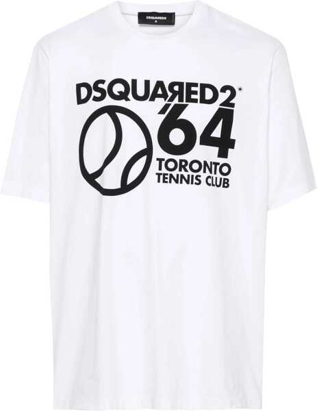 Tricouri DSQUARED2 Cotton Crew-Neck T-Shirt With Print Black & White Barbati (BM 19639679) 1