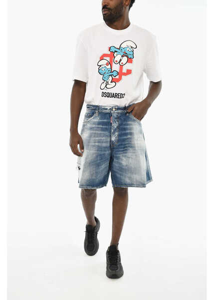 Pantaloni scurti DSQUARED2 Distressed Denim Boxer Shorts Blue Barbati (BM 19639682) 3