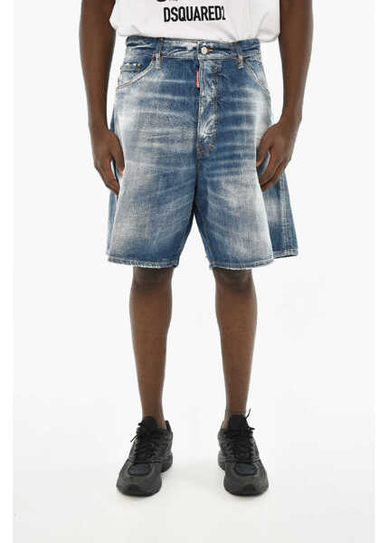 Pantaloni scurti DSQUARED2 Distressed Denim Boxer Shorts Blue Barbati (BM 19639682) 1