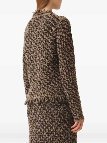 Paltoane Fabiana Filippi BICOLOR TWEED KNIT JACKET Brown Femei (BM 19644048) 4