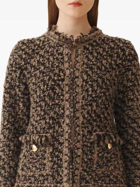 Paltoane Fabiana Filippi BICOLOR TWEED KNIT JACKET Brown Femei (BM 19644048) 5