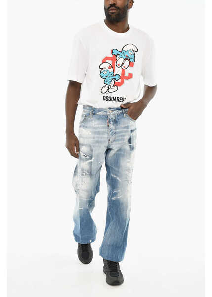 Blugi drepti DSQUARED2 Distressed Effect Roadie Jeans 23Cm Blue Barbati (BM 19644110) 3