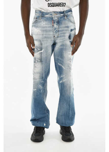 Blugi drepti DSQUARED2 Distressed Effect Roadie Jeans 23Cm Blue Barbati (BM 19644110) 1