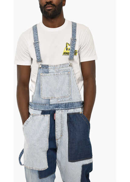 Pantaloni DSQUARED2 Denim Overalls With Stiped Details Blue Barbati (BM 19644113) 4
