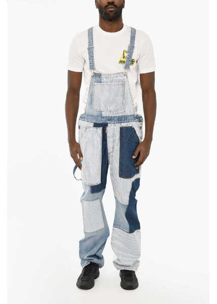Pantaloni DSQUARED2 Denim Overalls With Stiped Details Blue Barbati (BM 19644113) 1