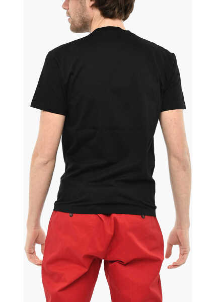 Tricouri DSQUARED2 Icon Printed Cotton Crew-Neck T-Shirt Black Barbati (BM 19644125) 2