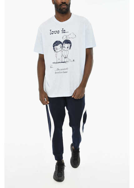 Tricouri DSQUARED2 Cotton Crew-Neck T-Shirt Light Blue Barbati (BM 19644134) 4