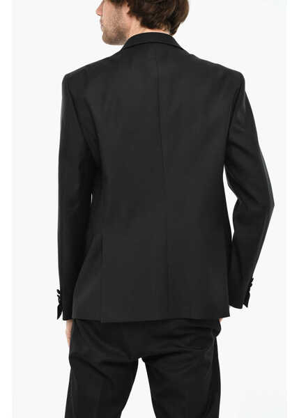 Sacouri DSQUARED2 Virgin Wool And Silk 2 Buttons Blazer With Flap Pockets Black Barbati (BM 19644137) 2