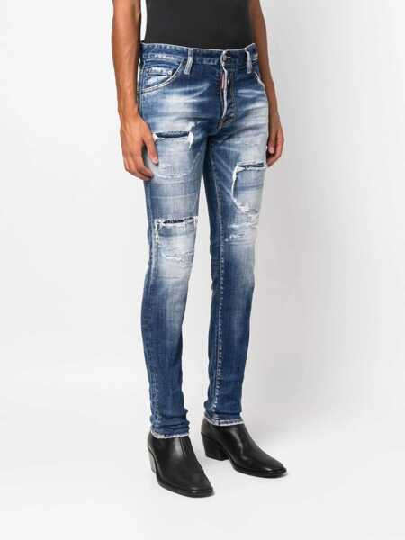 Blugi drepti DSQUARED2 Distressed Effect Cool Guy Jeans 16Cm Blue Barbati (BM 19644143) 3