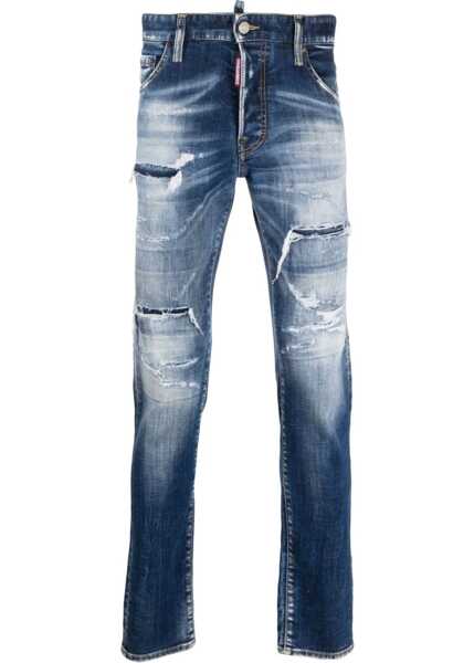 Blugi drepti DSQUARED2 Distressed Effect Cool Guy Jeans 16Cm Blue Barbati (BM 19644143) 1