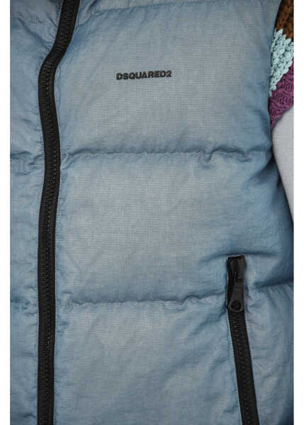 Geci de iarna DSQUARED2 Rip Stop Check Sleeveless Down Jacket Blue Barbati (BM 19644152) 3