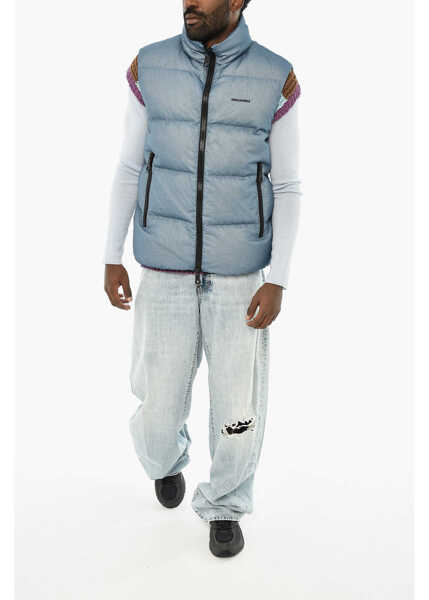 Geci de iarna DSQUARED2 Rip Stop Check Sleeveless Down Jacket Blue Barbati (BM 19644152) 4