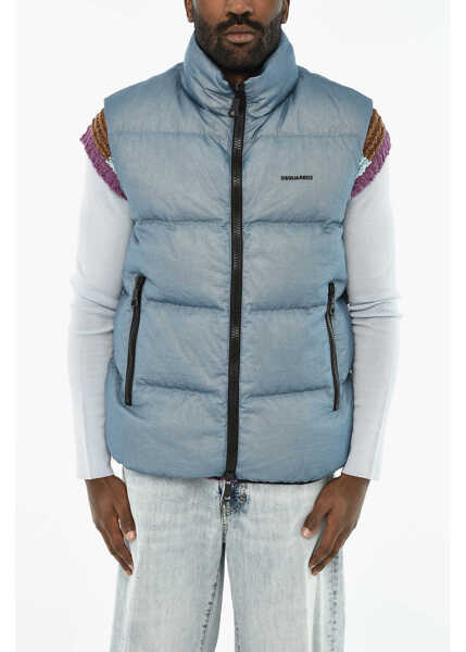 Geci de iarna DSQUARED2 Rip Stop Check Sleeveless Down Jacket Blue Barbati (BM 19644152) 1