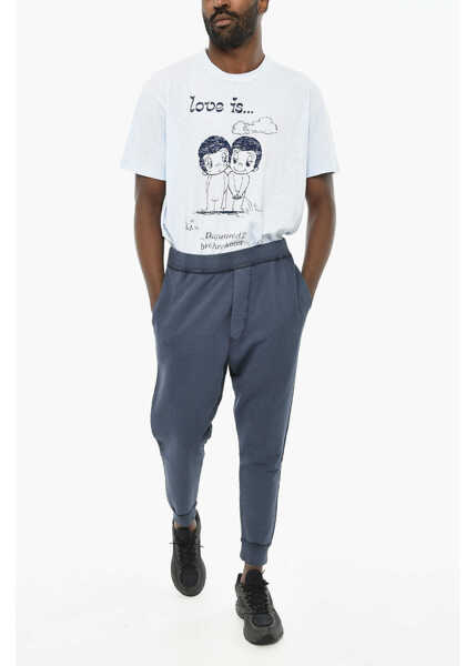 Pantaloni de trening DSQUARED2 Solid Color Cotton Joggers Blue Barbati (BM 19644155) 4