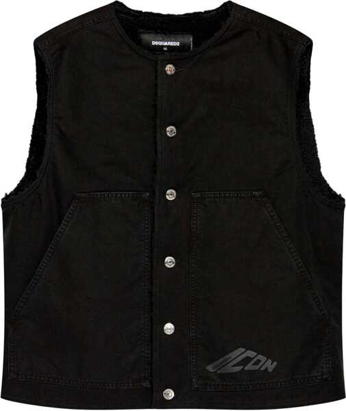 Veste costum DSQUARED2 Denim Vest With Logo Buttons Black Barbati (BM 19644161) 1