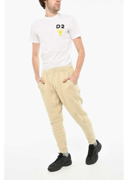 Pantaloni de trening DSQUARED2 Solid Color Cotton Joggers Beige Barbati (BM 19644164) 4