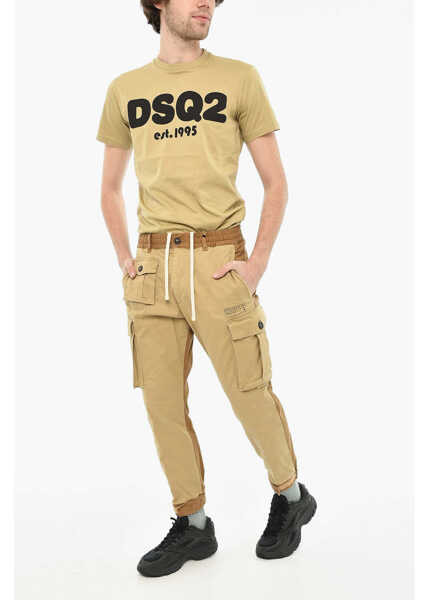 Pantaloni casual DSQUARED2 Two-Tone Cargo Pants With Drawstring Waist Beige Barbati (BM 19644176) 4