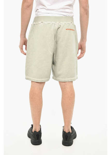 Pantaloni de trening DSQUARED2 Fleeced Cotton Joggers With Drawstring Waist Beige Barbati (BM 19644179) 2