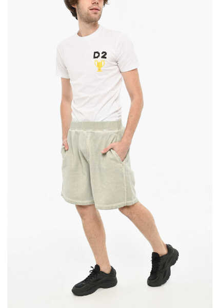 Pantaloni de trening DSQUARED2 Fleeced Cotton Joggers With Drawstring Waist Beige Barbati (BM 19644179) 4