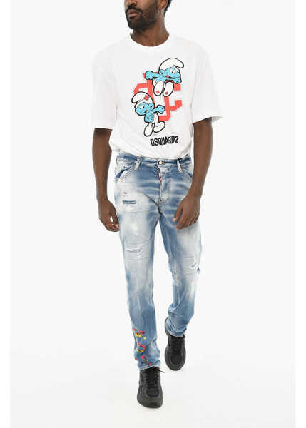 Blugi drepti DSQUARED2 Icon Distressed Effect Cool Guy Jeans 16Cm Blue Barbati (BM 19644182) 4