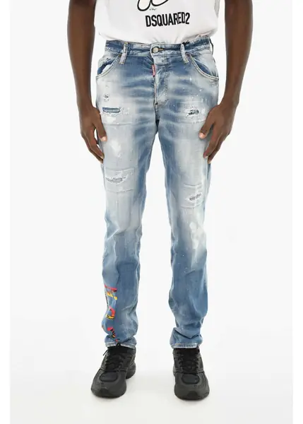 Blugi drepti DSQUARED2 Icon Distressed Effect Cool Guy Jeans 16Cm Blue Barbati (BM 19644182) 1