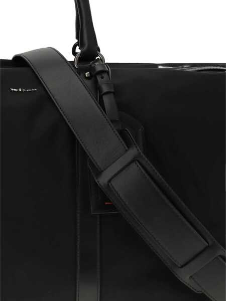 Genti de voiaj KITON Gym Travel Bag with leather inserts NERO Barbati (BM 19644263) 4