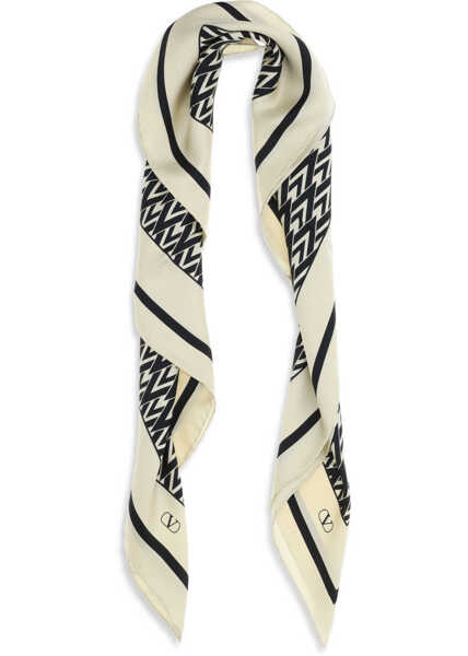 Esarfe Valentino Garavani Silk Foulard with all-over monogram print CREMA/NERO Femei (BM 19644452) 2