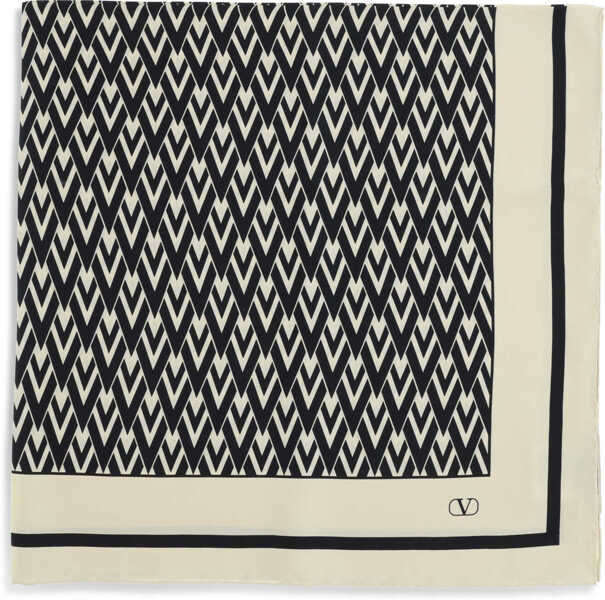 Esarfe Valentino Garavani Silk Foulard with all-over monogram print CREMA/NERO Femei (BM 19644452) 1