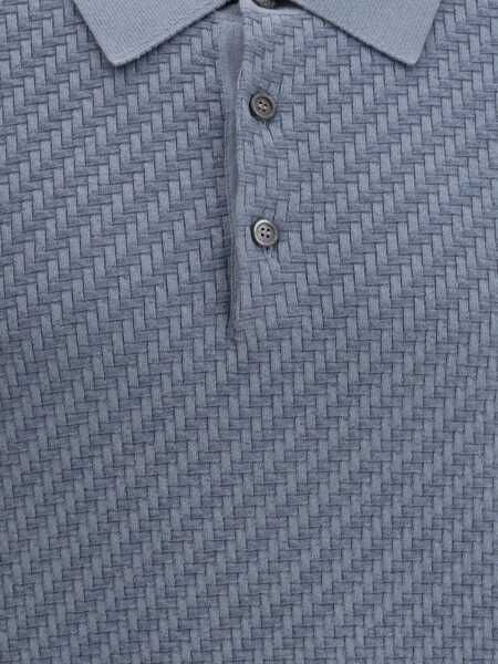 Tricouri Polo BRIONI Polo Shirt with woven pattern PERWINKLE Barbati (BM 19644467) 3