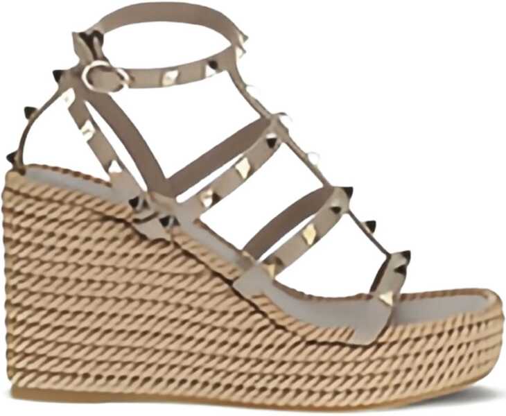 Espadrile Valentino Garavani Rockstud Torchon 95 Wedges POUDRE Femei (BM 19644512) 1