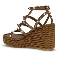 Espadrile Dama - Espadrile Valentino Garavani Rockstud Torchon 95 Wedges TOBACCO Femei (BM 19644536) - B-mall.ro
