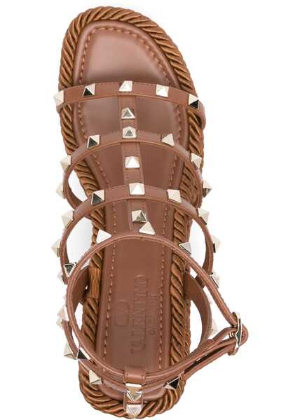 Espadrile Valentino Garavani Rockstud Torchon 95 Wedges TOBACCO Femei (BM 19644536) 4