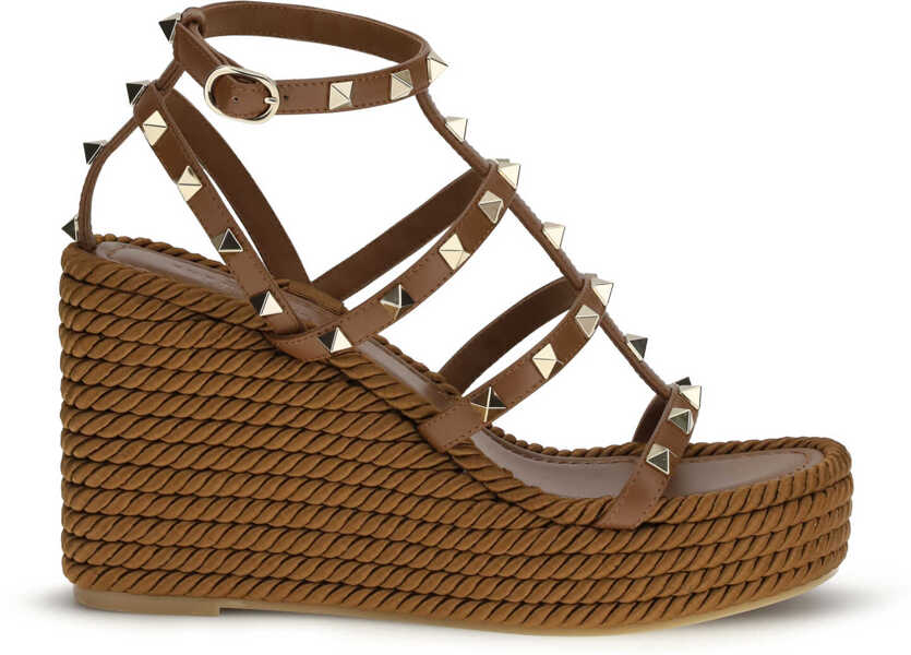 Espadrile Valentino Garavani Rockstud Torchon 95 Wedges TOBACCO Femei (BM 19644536) 1