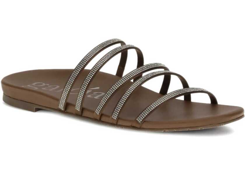 Sandale Pedro Garcia Flat slip-on leather Beatrix Sandal NUTMEG SATIN-GREIGE Femei (BM 19644605) 2