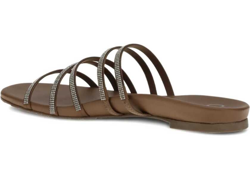 Sandale Pedro Garcia Flat slip-on leather Beatrix Sandal NUTMEG SATIN-GREIGE Femei (BM 19644605) 3