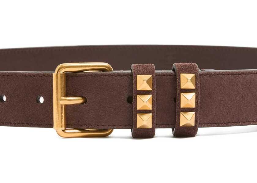 Curele Valentino Garavani Suede Belt with Rockstuds TESTA DI MORO Femei (BM 19644626) 3