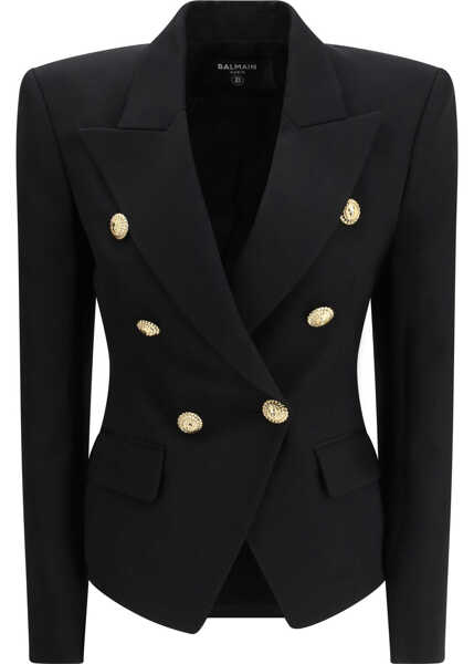 Jachete Balmain 6 Buttons Fitted Grain De Poudre Jacket NOIR Femei (BM 19644632) 1