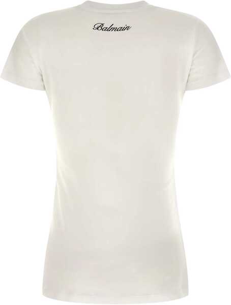 Tricouri Balmain 3 buttons Draped T-shirt GAB BLANC/NOIR Femei (BM 19644644) 2