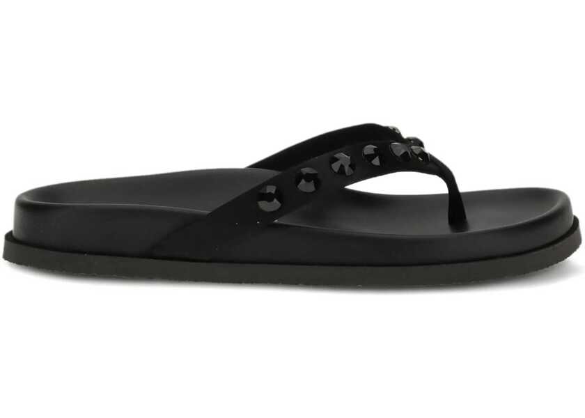 Sandale Pedro Garcia Thong Sandal with small studs BLACK SATIN-JET Femei (BM 19644662) 1