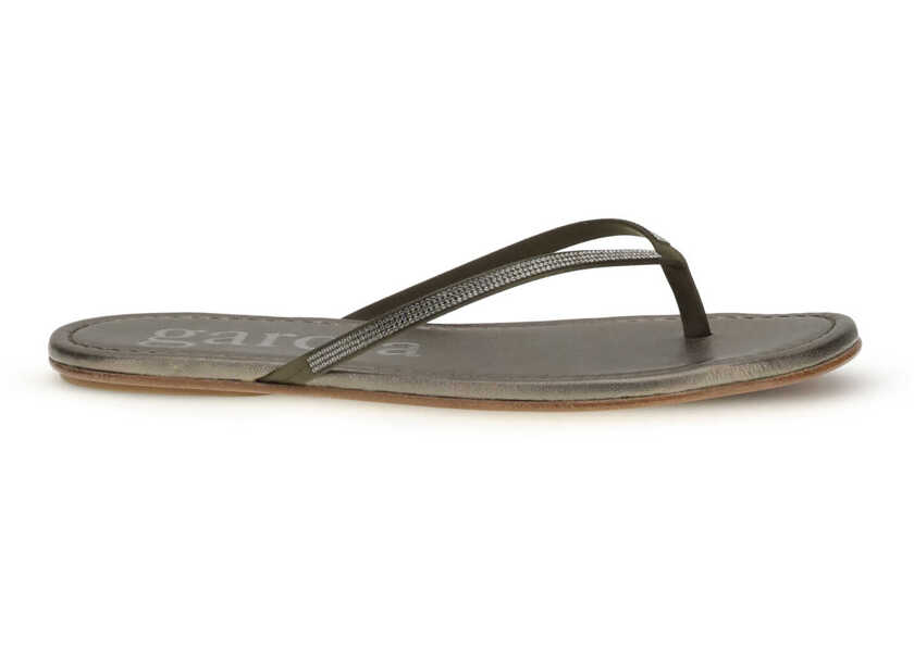 Sandale Pedro Garcia Crystal Flip Flop OLIVADE SATIN-GREIGE Femei (BM 19644701) 1